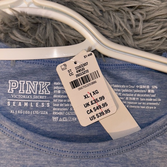 Athletic workout crop top seamless long sleeve VICTORIA SECRET PINK!! 💙💙 - Picture 2 of 2